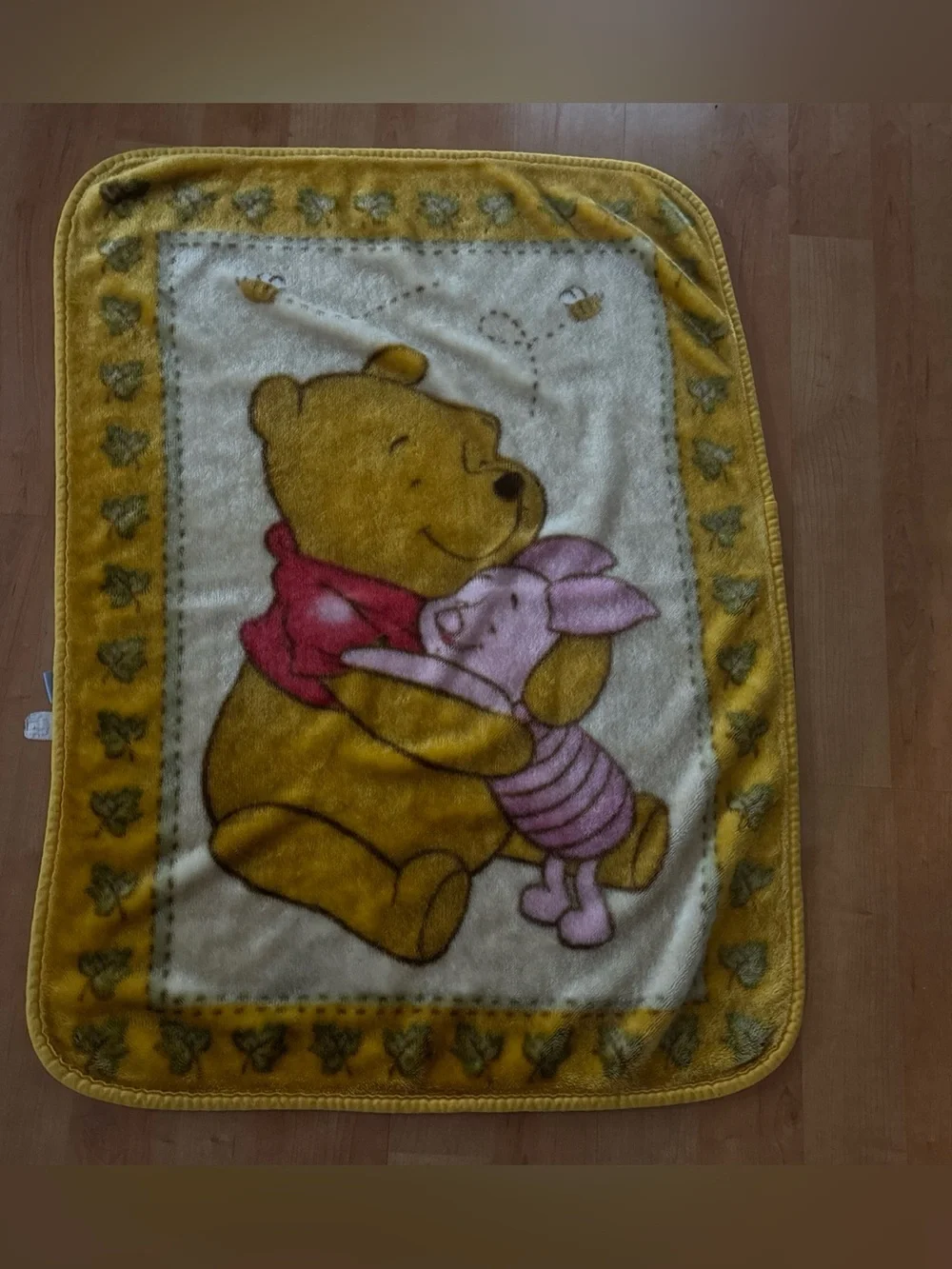 VTG Disney Winnie The Pooh Piglet Plush Baby Throw Blanket Rounded Corners